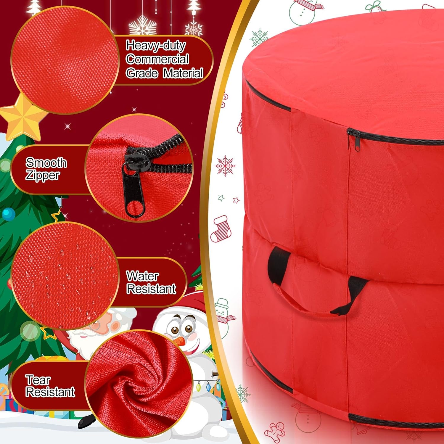 Regine Switzerland 26" Extra Large Double-Sided Christmas Wreath Storage Bag - Waterproof & Heavy Duty (2 Pcs)