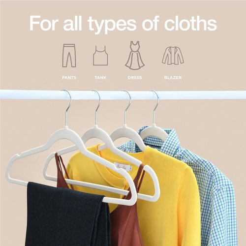 Home-it Premium Velvet Hangers - 50 Pack Ivory Non-Slip Heavy Duty Clothes Hangers | Ultra Thin Design
