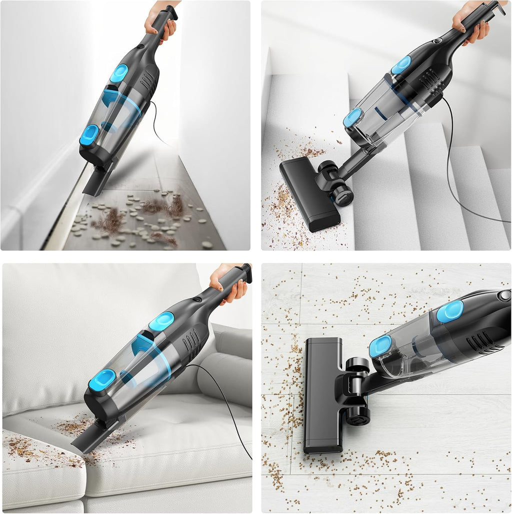 Vazone R6X Corded Stick Vacuum - 20Kpa Powerful Suction | 16Ft Cord, 2-in-1 Handheld for Pet Hair & Hardwood Floors