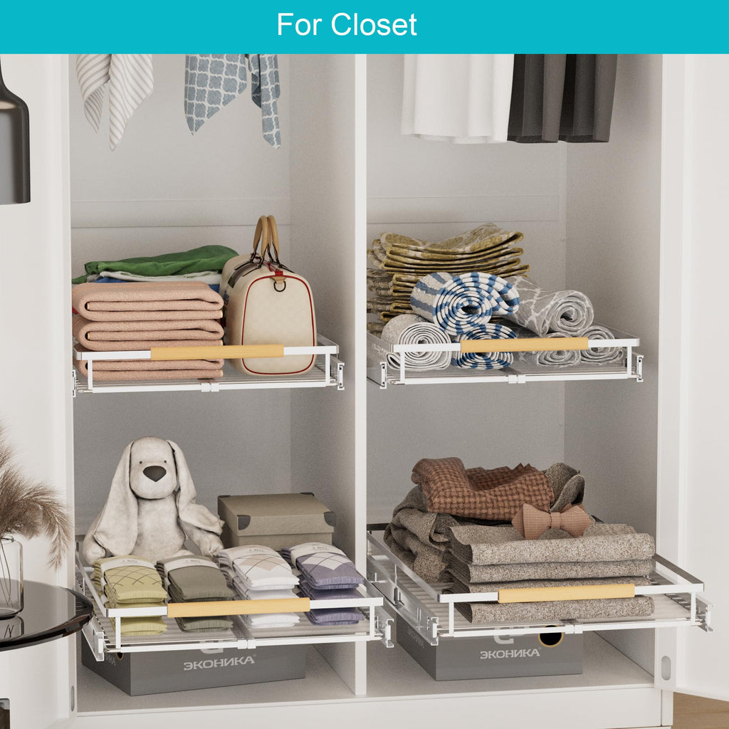 iPEGTOP 2 Pack Pull Out Cabinet Drawer Shelf Organizer, Extendable Sliding Slide Out Pantry Shelves Storage Heavy Duty for Kitchen Cabinets Under Sink, Adjustable Width 12.1~18.4" W x 22.4" D