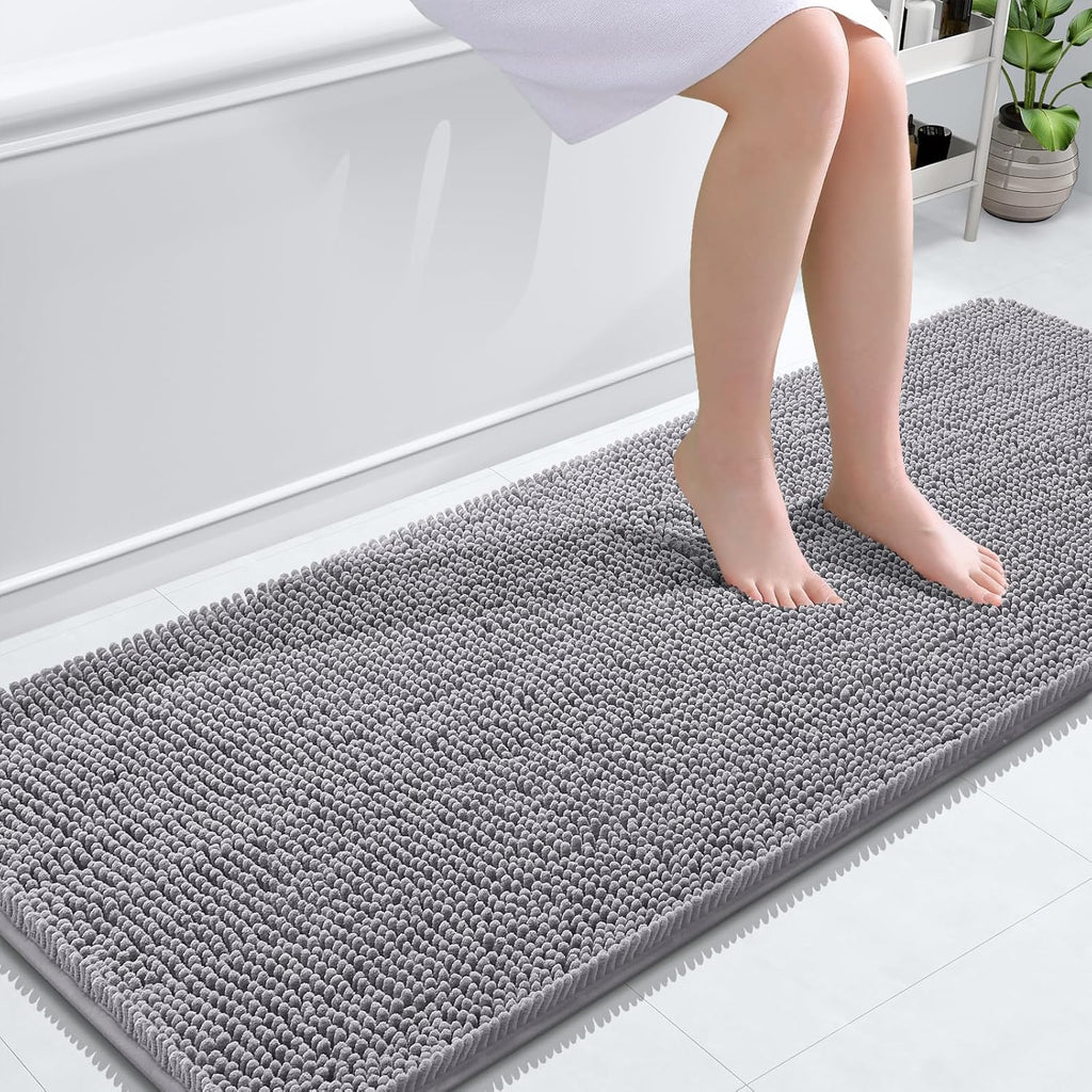 OLANLY Bathroom Runner Rug - Extra Soft Chenille | Quick-Dry, Machine Washable, 59x24 Inches - Grey