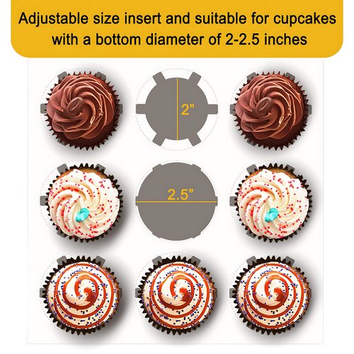 POPUFUN 9-Count White Cupcake Boxes with Window and Insert, 9x9x3 Inch, Set of 8, Suitable for Cupcakes, Muffins, and Cookies