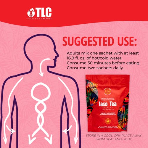 Iaso Instant Tea (Tropical Punch) - Fruity Cleansing Drink for Digestive Support, Refreshing Flavor - 25 Sachets, Pack of 1