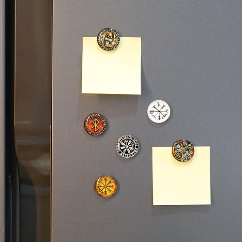 Philo Fun 12-Piece Norse Viking Fridge Magnets - Glass Rune Symbols, Pagan Decor for Locker or Whiteboard, Nordic Gift & Souvenir, 1.18"