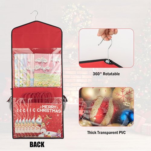 EXLIFBAG Gift Wrap Organizer - Double-Sided Hanging Storage for Wrapping Paper & Bags