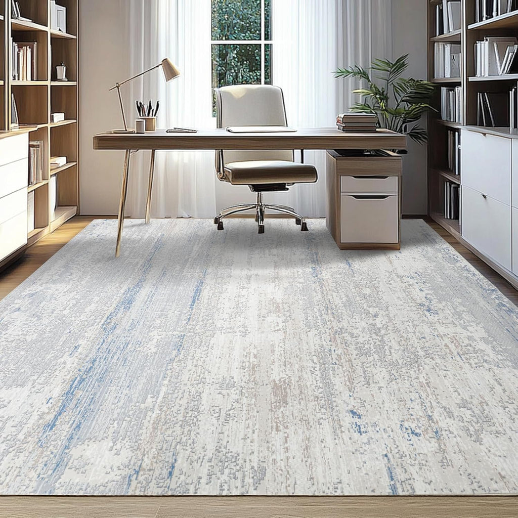 Skiennix Washable 8x10 Area Rug - Modern Abstract Design with Non-Slip Backing for Living Room, Bedroom, Office