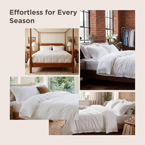 Bedsure Duvet Cover - Extra Soft Prewashed Cotton-Like Polyester, Full Size 80x90 Inches, White