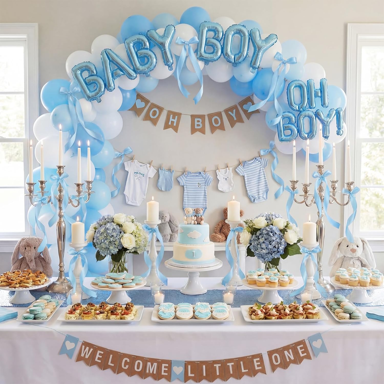 Teenyyou 12 Pcs Light Blue Candlestick Bows - 13 Inch Large Coquette Table Decor for Weddings & Events