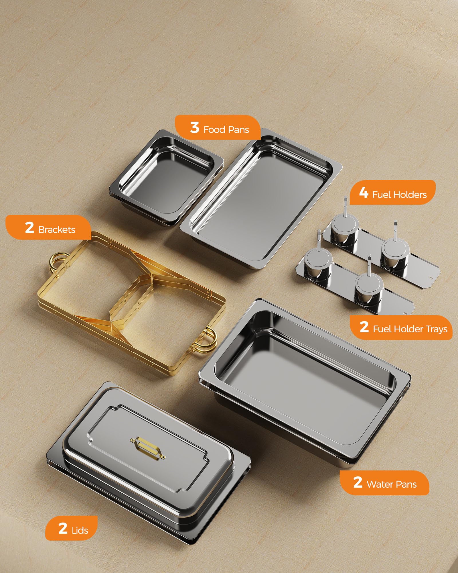 Chafing Dishes for Buffet 2 Pack 3 Pans, High Grade 9QT Chafing Dish Buffet Set, Chafers and Buffet Servers Warmers Sets for Parties, Events and Wedding