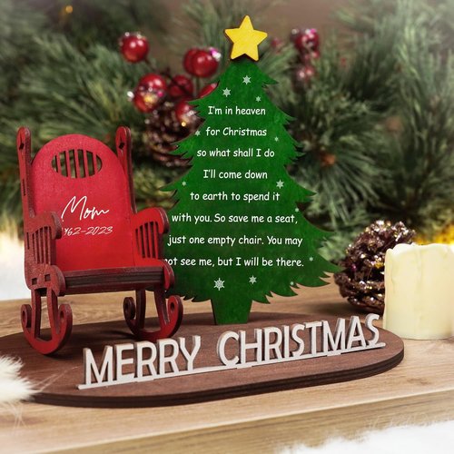 Memory Christmas in Heaven Wooden Candle Holder - Memorial Ornament & Bereavement Gift for Loved Ones