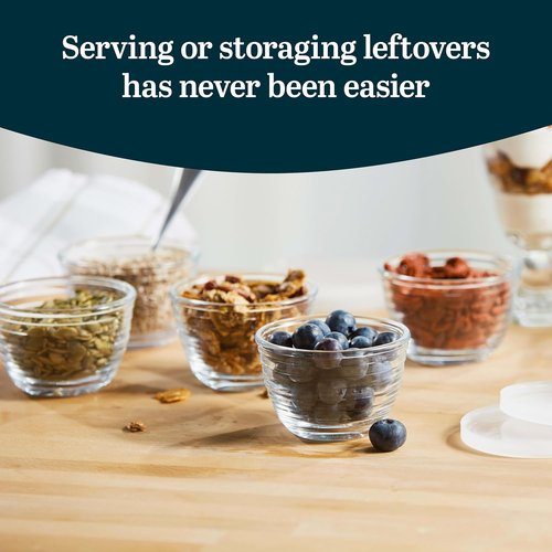 Libbey Small Glass Bowls - Set of 8 Dishwasher Safe Containers with Lids for Meal Prep & Leftovers