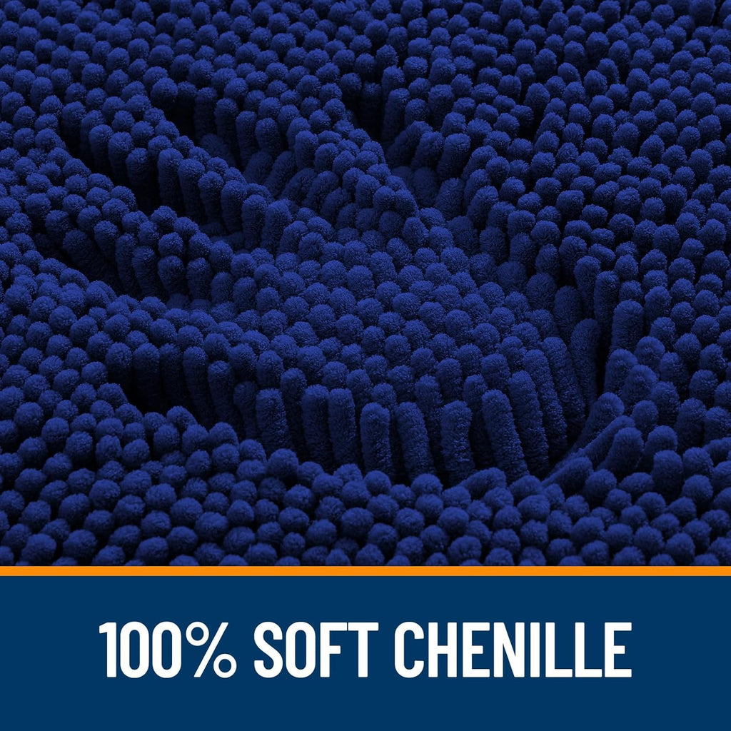 OLANLY Bathroom Runner Rugs - Extra Soft Chenille Bath Mat | Quick-Dry, Machine Washable, 70x24 Navy