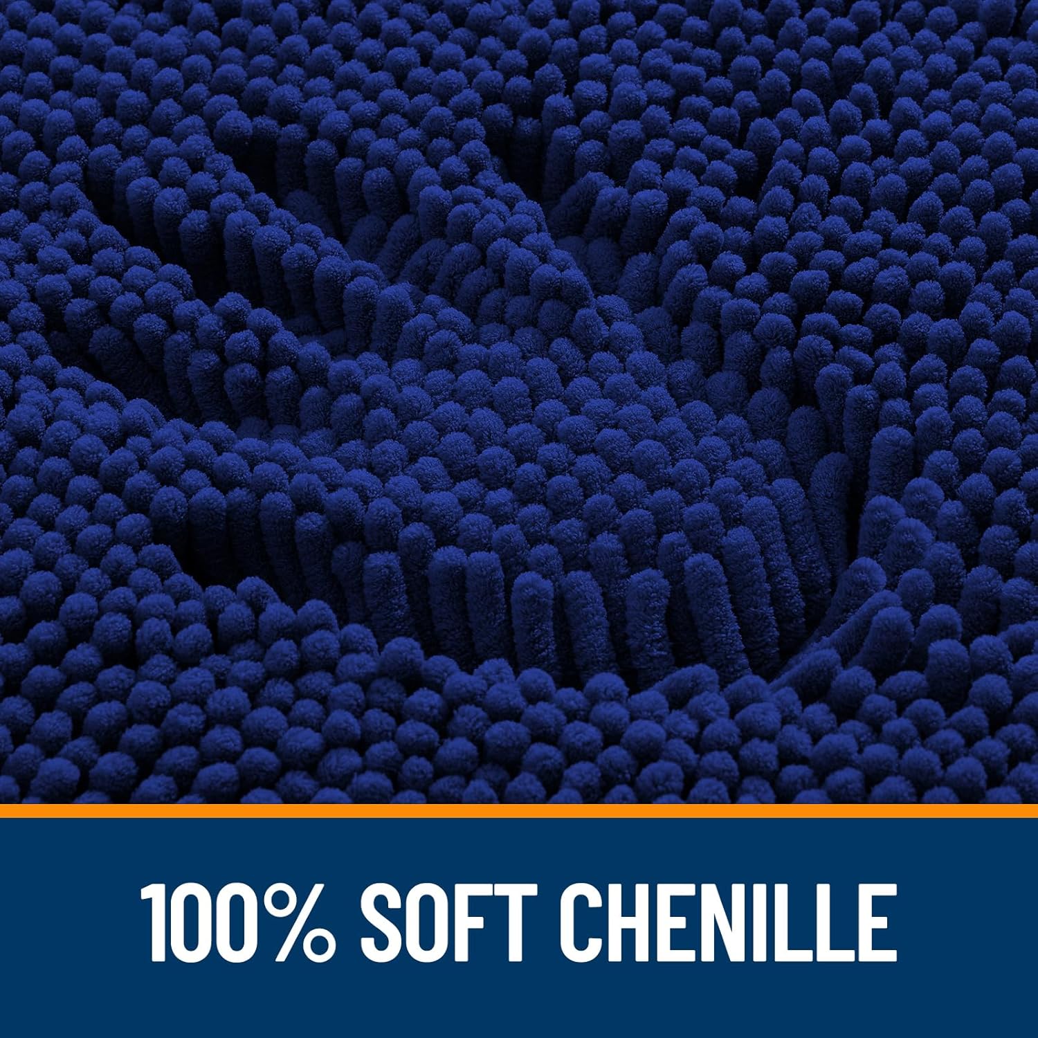 OLANLY Bathroom Runner Rugs - Extra Soft Chenille Bath Mats | Quick Dry, Machine Washable, 44x24, Navy