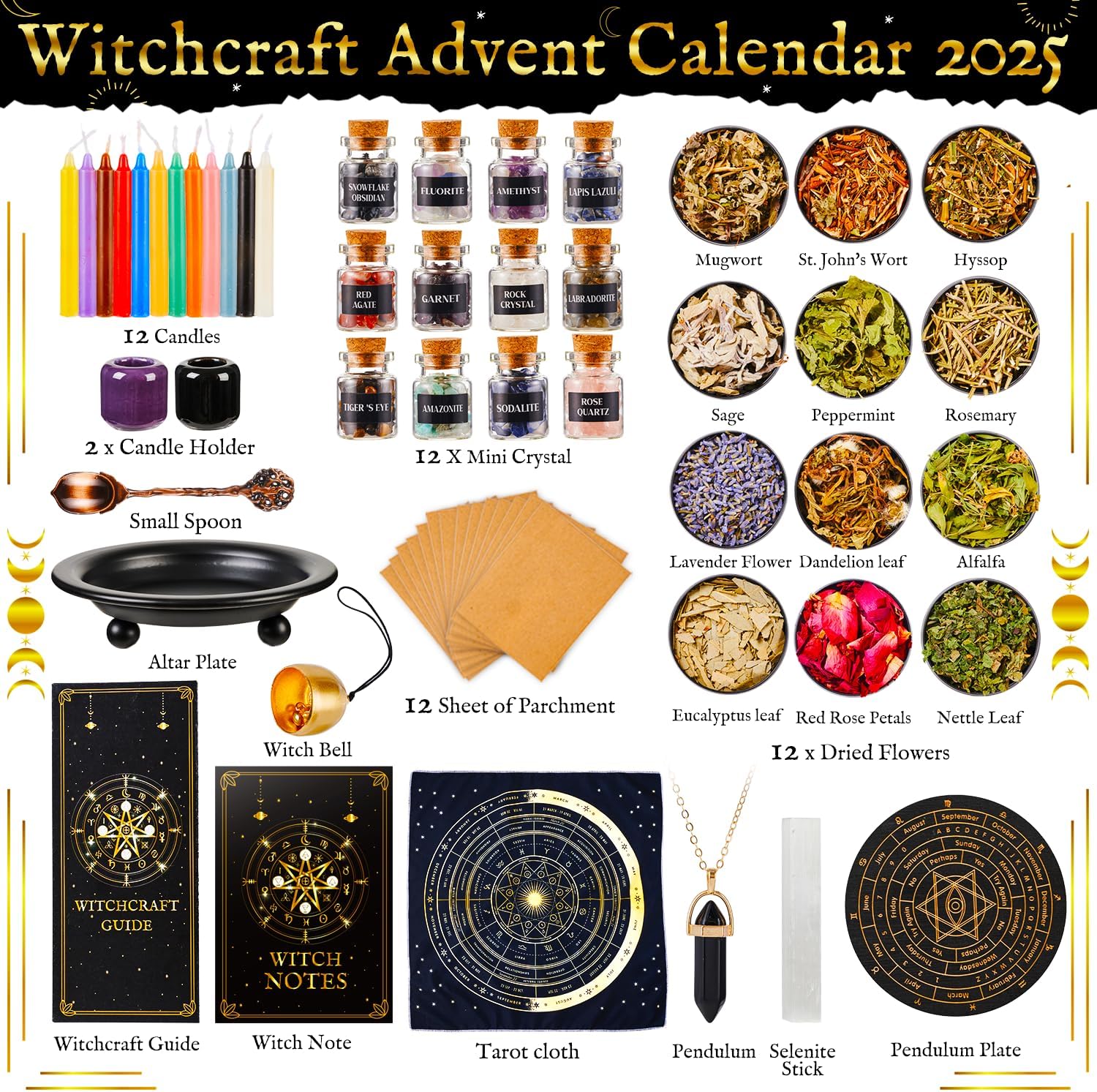 Regine Switzerland Magical Witchcraft Advent Calendar - Healing Crystals, Herbs & Candles | Unique Gifts for Women & Teens