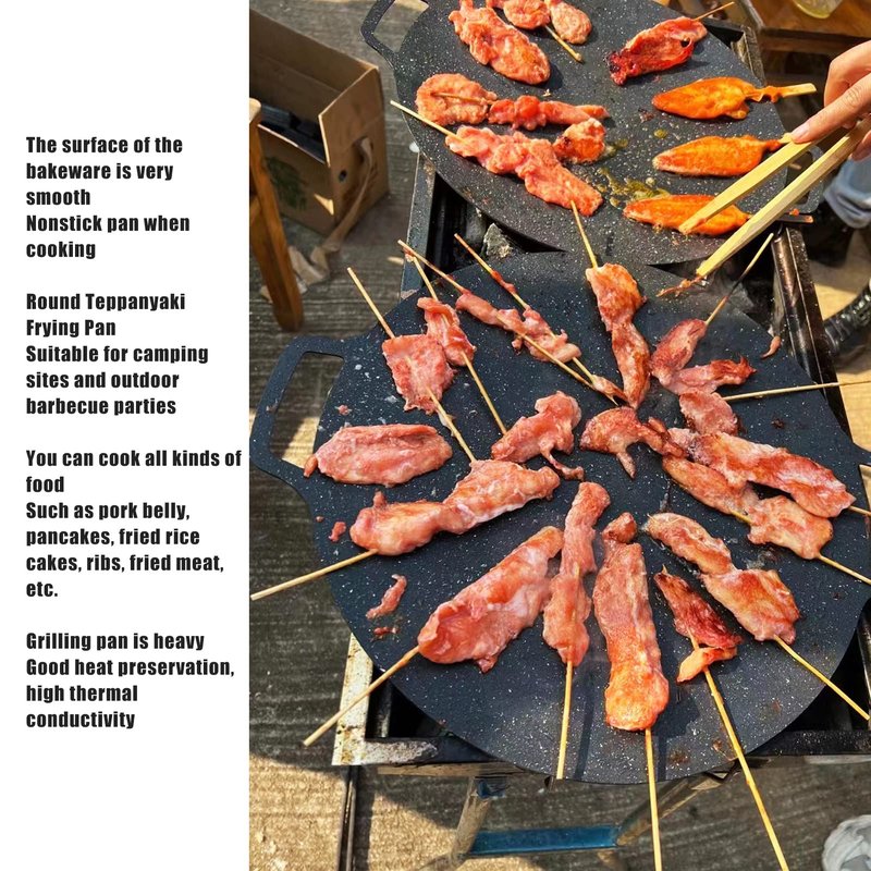Korean BBQ Grill, Good Insulation Heat Solid Grilling Pan Nonstick for Outdoor Indoor Party for Camping 36CM