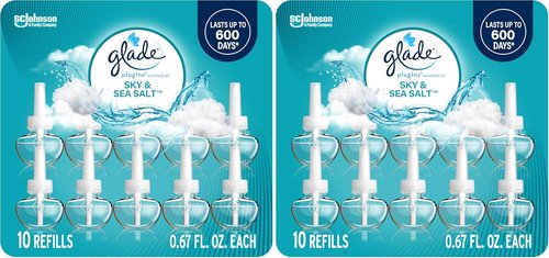 Glade PlugIns Refills Air Freshener - Sky & Sea Salt Scented Oils | 0.67 Fl Oz, 10 Count (Pack of 2)