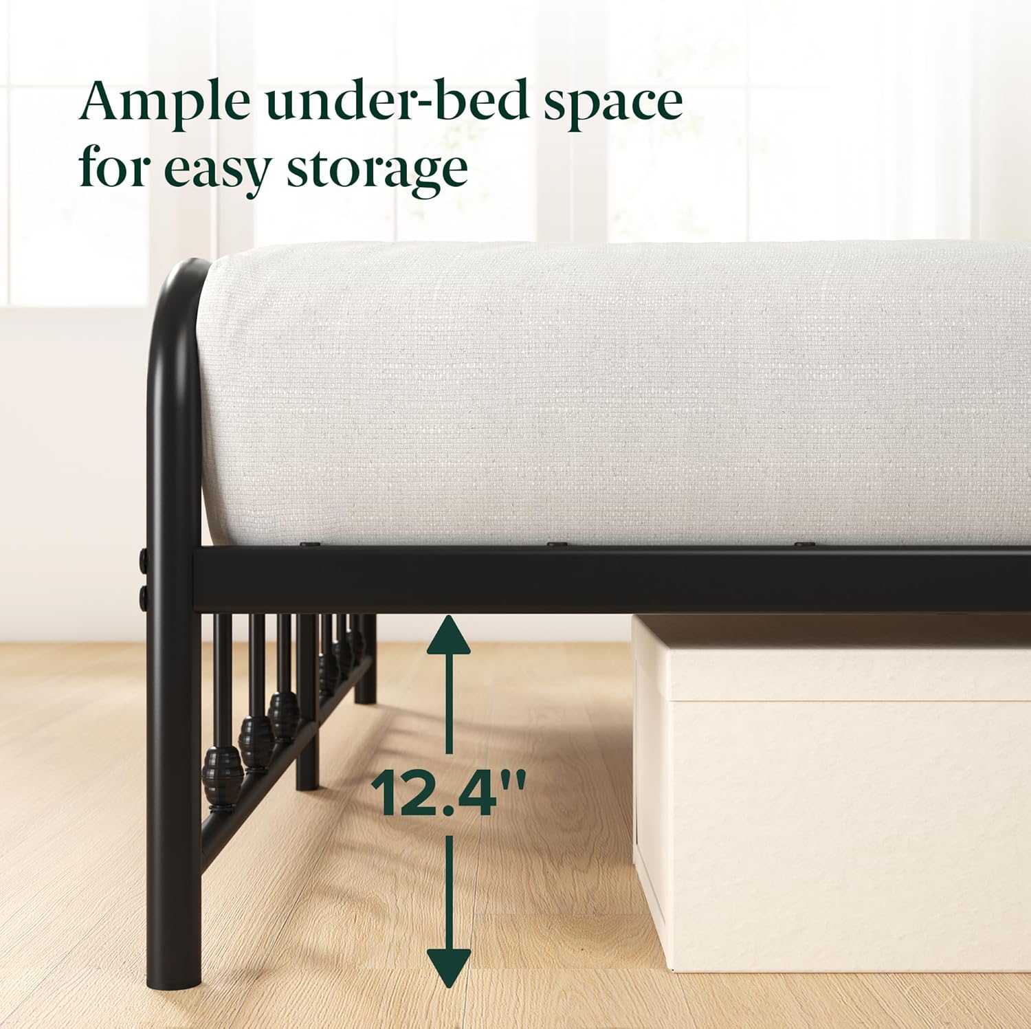 Zinus Leonardo Metal Platform Bed Frame - Victorian Spindle Headboard & Footboard | Heavy Duty, Queen Size
