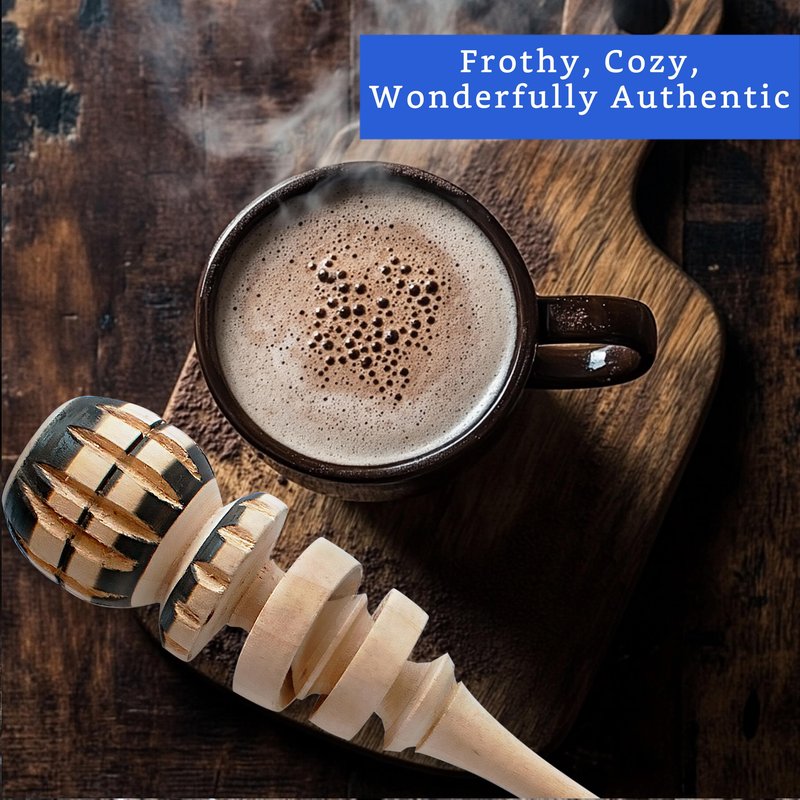 Authentic Artisanal Molinillo Hot Chocolate Frother (Small Cup Size) - Handmade Wooden Whisk for Mexican Hot Chocolate - Molinillo Wooden Wisk - Traditional Mexican Cookware