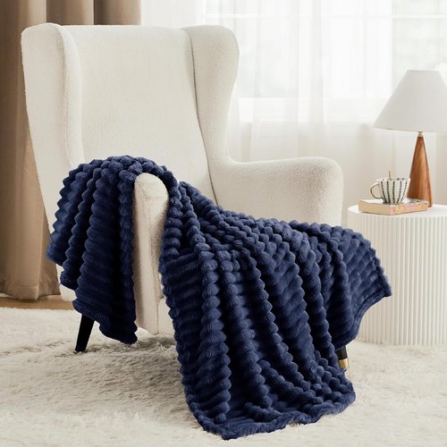 Bedsure GentleSoft Fleece Blanket - Cozy Navy Blue Throw for Couch, 60x80 Inches