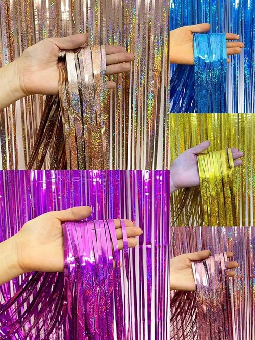 GZ-LAOPAITOU Blue Foil Fringe Curtains - 2 Pack 3.3x8.2 Ft Party Decorations | Perfect for Weddings & Events