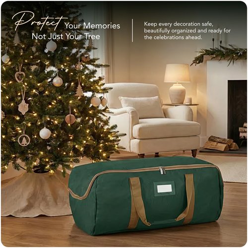 Covermates Keepsakes Garland Duffle Bag - Durable Polyester, Reinforced Handles, Fits up to 25 Foot Garland Depending on Thickness - Holiday Storage, Green