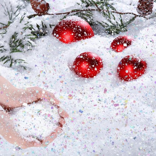 Kasyat Fake Snow Powder - Christmas Twinkles Decoration Filler | 600g White & AB Color