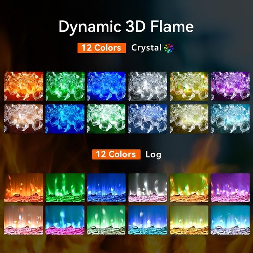 EUHOMY Electric Fireplace - 50 Inch Wall-Mounted with Adjustable Flame Color & Remote Control | Linear Design, Timer, Touch Screen