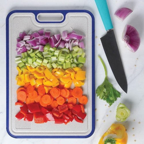 Baker's Secret Titanium Cutting Board - Double-Sided, Food Grade, Dishwasher Safe | Large 16”×11” Navy Blue