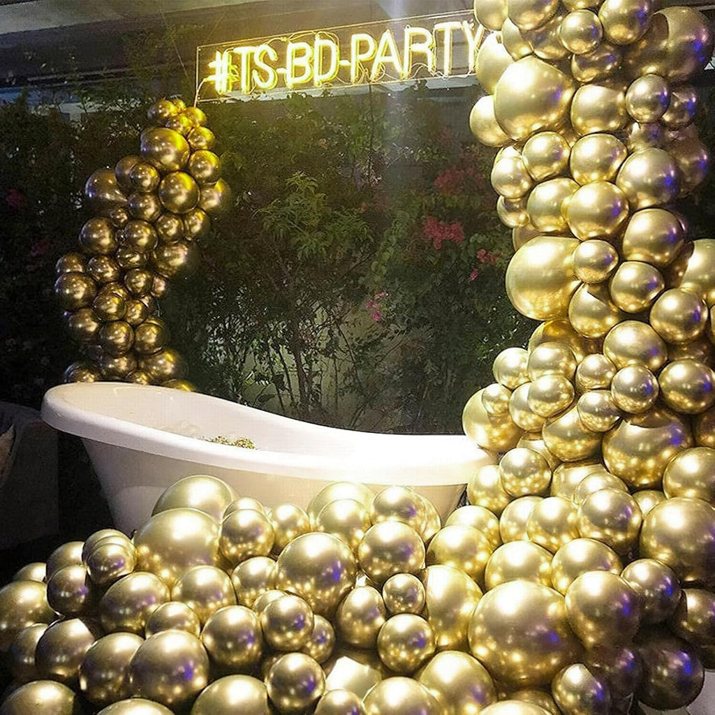 PartyWoo White Balloons - 140 Pcs in 5-18 Inch Sizes & 50 Gold Balloons for Weddings, Showers & Parties
