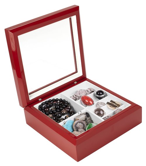 OYOBox Luxury Jewelry Box, Lacquered Wood Organizer - Limited Edition Red