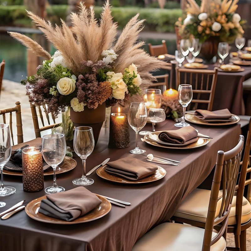 Heneger 8 Pack Brown Table Cloth 60 x 126 Inch Rectangular Tablecloths for 8 Foot Rectangle Tables, Wrinkle Resistant Brown Tablecloth Washable Polyester Fabric for Buffet Wedding Party Banquet
