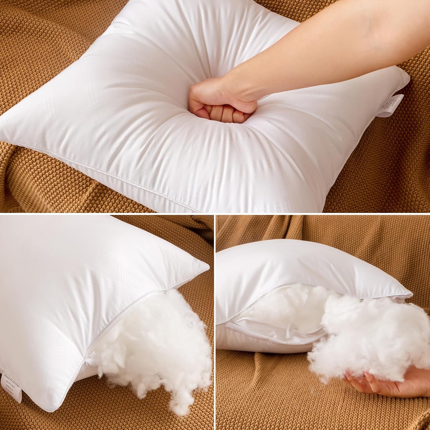 Oubonun Throw Pillow Inserts - Soft & Fluffy 18x18 Inches Cushion Stuffers | Pack of 2 for Sofa & Bed
