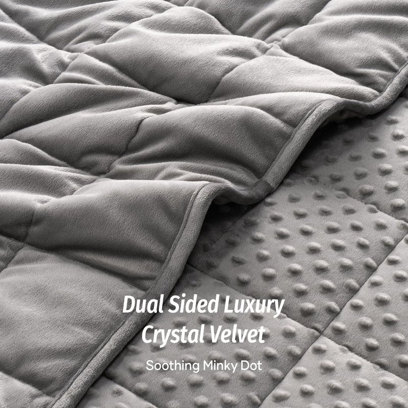 Wemore Minky Dot Weighted Blanket for Kids 5 lbs, Soft Cozy Heavy Blanket for Stress Relief and Sleep Promotion, Breathable Blanket for All-Season with Glass Beads, Grey 36 x 48 inches