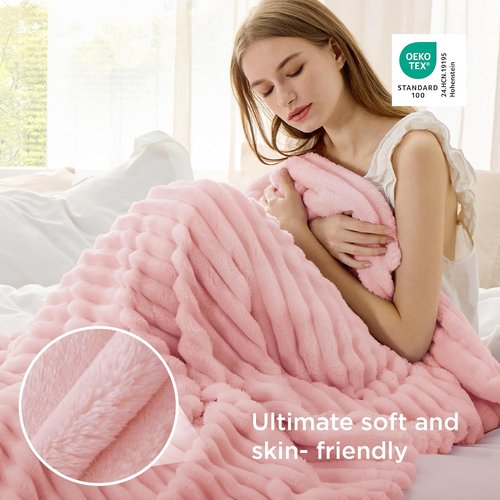 Bedsure GentleSoft Pink Throw Blanket - Cozy Fleece Gift for Teen Girls & Women | 50x60 Inches
