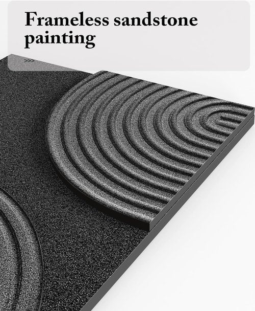 Azartslr 3D Abstract Textured Wall Art - Modern Black & Beige Sandstone Decor for Living Room | 3-Piece Minimalist Artwork Set