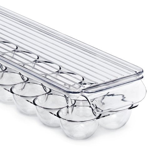 Sorbus Soda Can Organizer for Refrigerator & Egg Holder for Fridge Set, 1 Stackable Can Holder Dispenser Holds 12 Cans Each & 1 Egg Holders with Lid holds 14 eggs for Fridge, Pantry, Freezer, BPA-Free