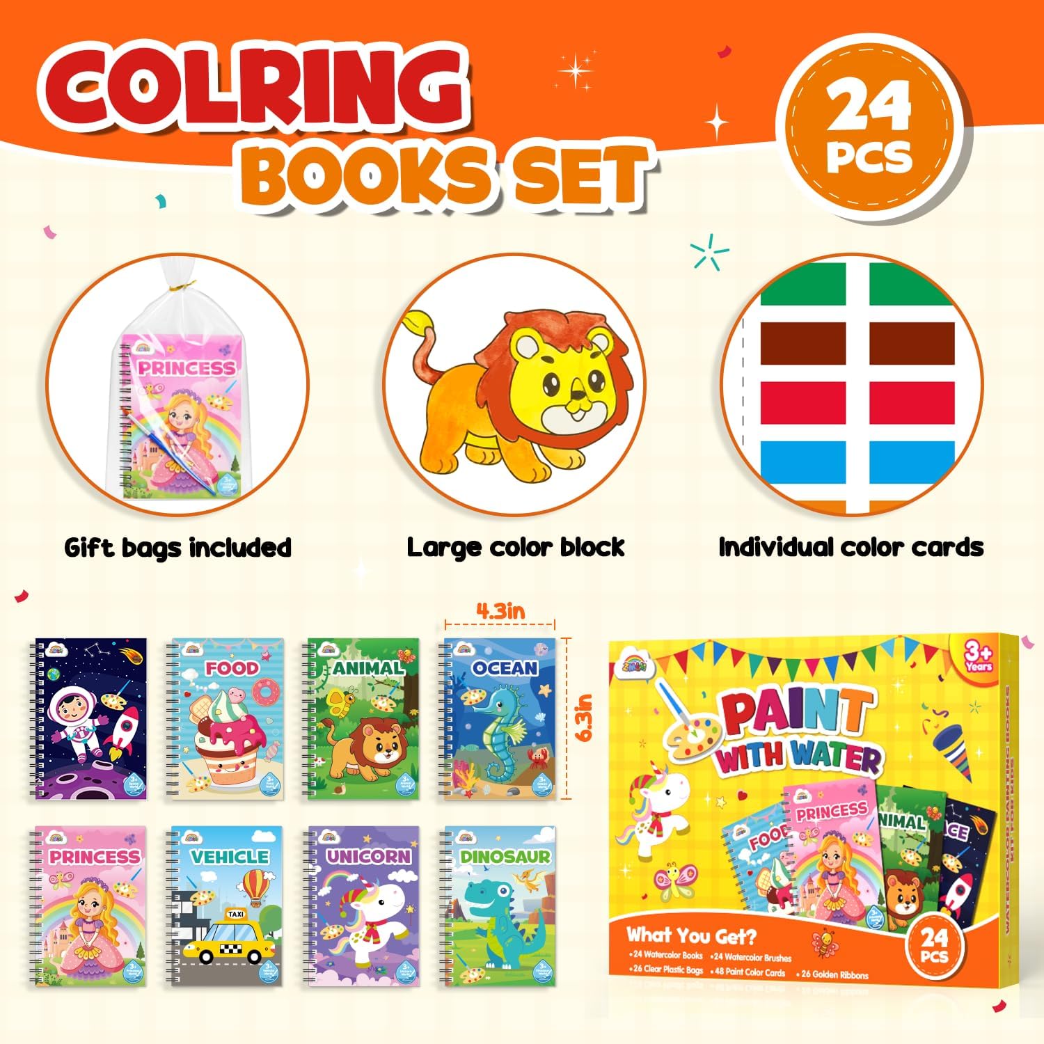 ZMLM 24 Mini Water Coloring Books - Perfect Easter Basket Stuffers for Kids Ages 4-8 | Fun Party Favors