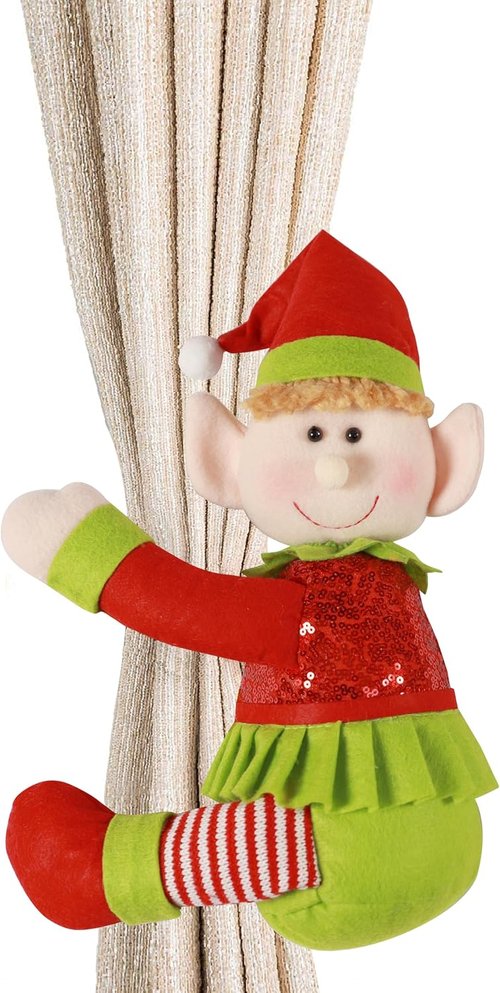 Elf | Tree Topper Christmas Decorations - Unique Plush Stuffed Elf Hugger Decor in Red & Green
