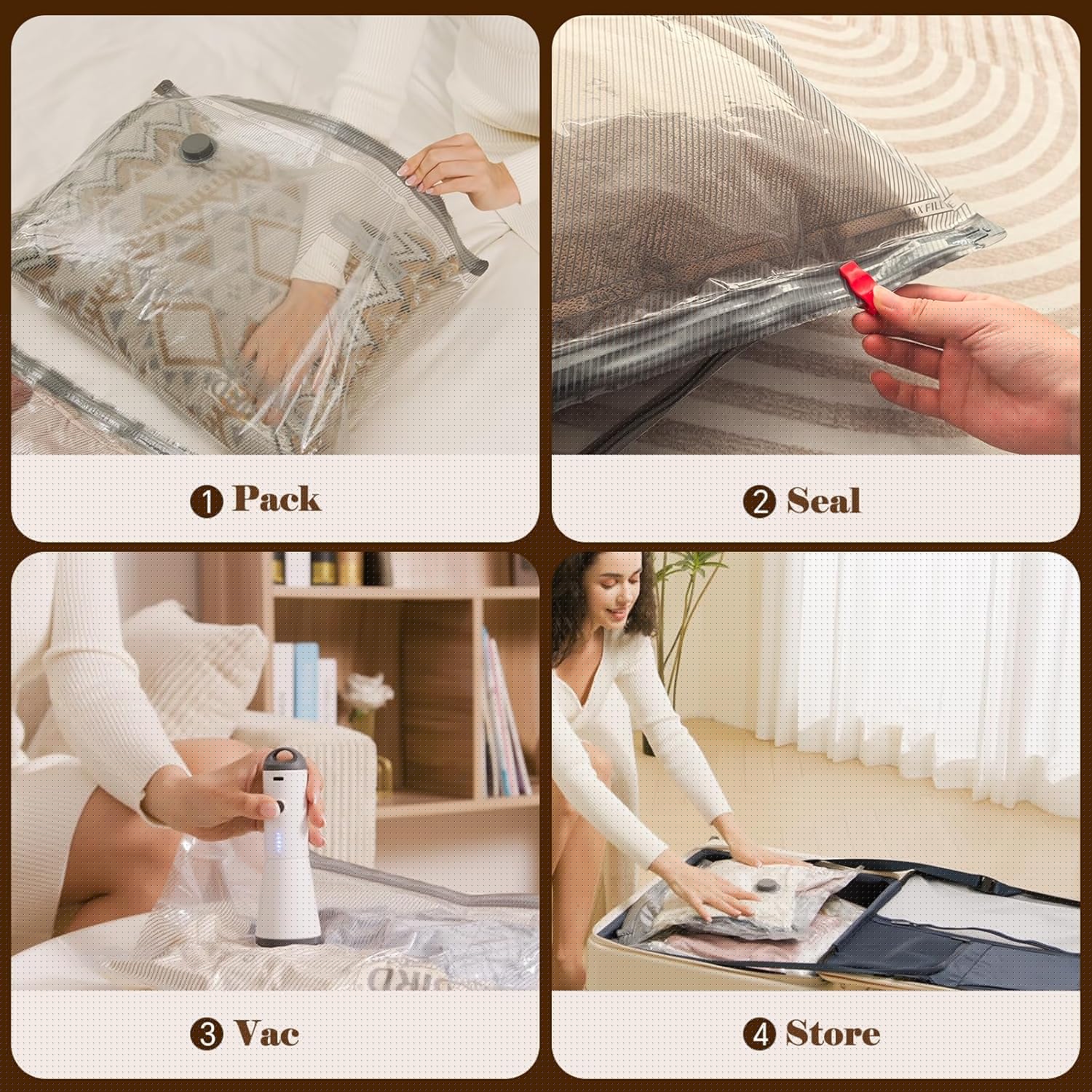 Vacbird Vacuum Bags - Travel Compression Packing Bags with Rechargeable Air Pump | 15 Combo Carry-On Size