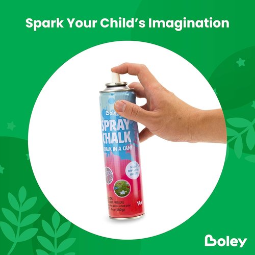Boley Spray Chalk - 8 Pack Washable Chalk Spray Paint, Non-Toxic Vibrant Colors for Outdoor Fun | 7 oz Each