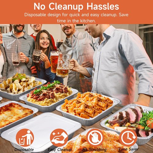 Lideropa Half Size Aluminum Pans 9x13-20 Pack Aluminum Foil Pans, Heavy Duty Disposable Pans for Cooking, Baking, Meal Prep, Parties & Food Storage