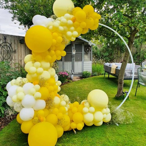 Awenztech Yellow Balloon Arch Kit - 120pcs Latex Balloons in 5-18 Inch Sizes for Baby Showers & Parties