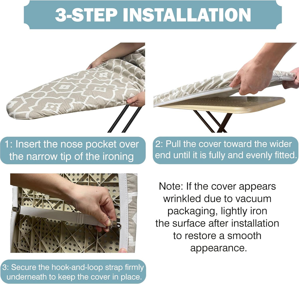 UniSimp Ironing Board Cover - Extra Thick Natural Cotton, Scorch & Stain Resistant | 15"x54" Heatproof Zebra Design