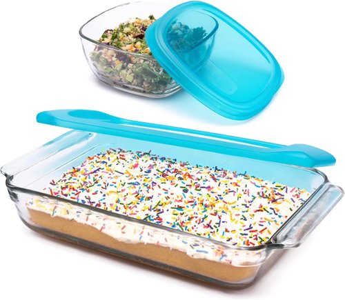 Libbey Baker’s Premium Glass Baking Dish Set - 4 Piece Casserole Dishes with Lids for Potlucks & Leftovers