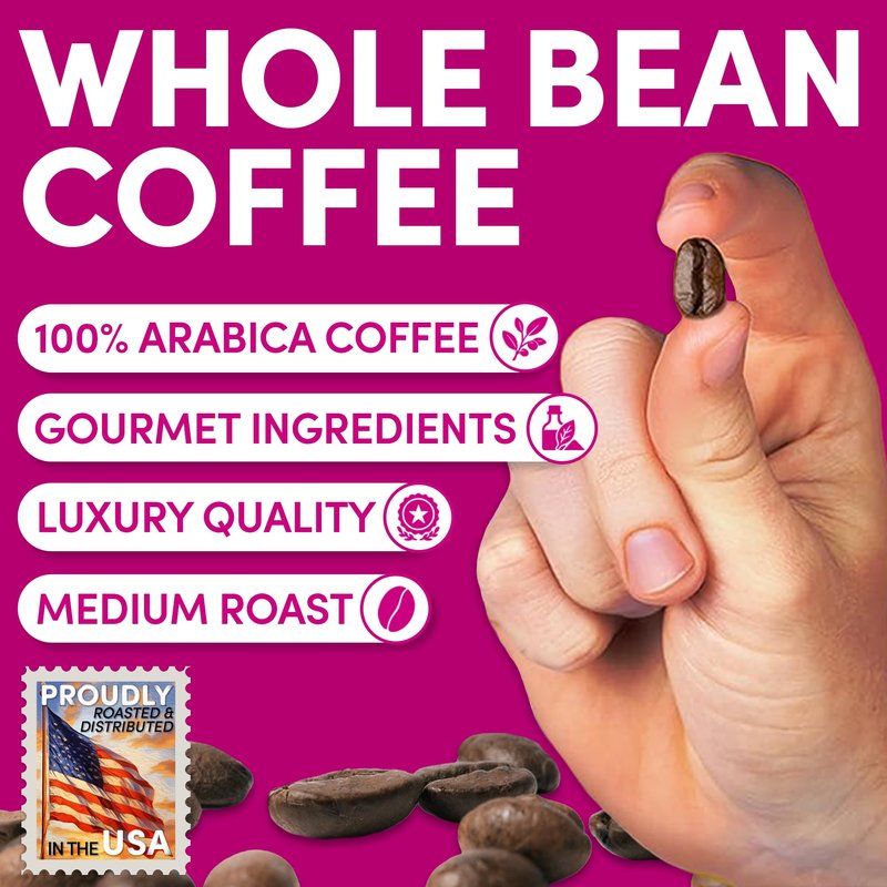 Sarasota Coffee Whole Bean Jamaican Me Crazy | Medium Roast Gourmet Flavored Coffee Beans | Low Acid, Mold Free, Specialty Grade Bulk Beans | 5lb (80 oz)