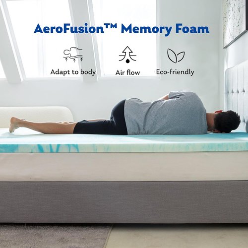 MLILY Queen Mattress Topper - 3 Inch Memory Foam with Gel Infusion | Cooling Pad, CertiPUR-US Certified, Blue 60”x80”