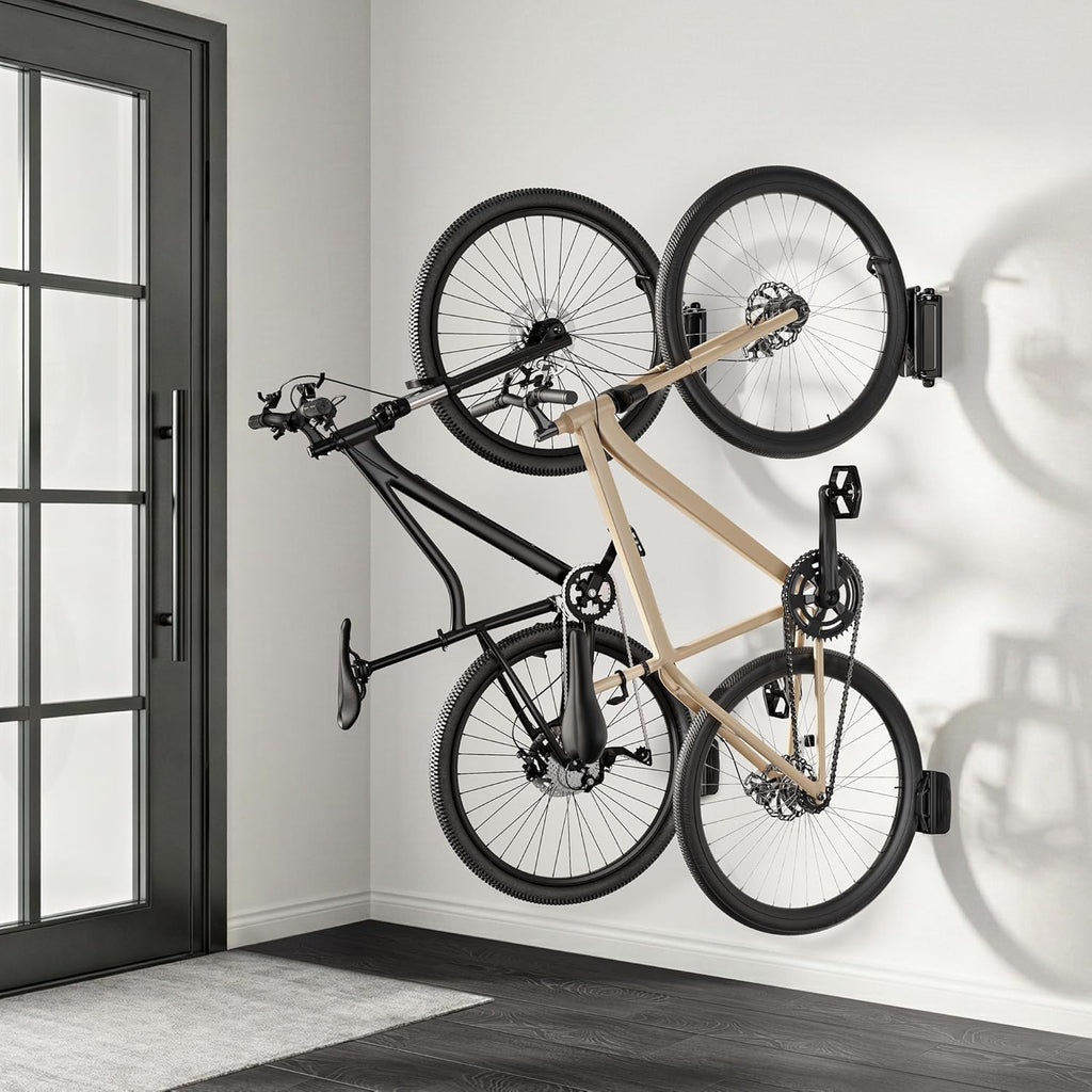 PEGZONE Heavy Duty Bike Hooks - Adjustable Wall Mount Hanger for Garage | Holds 77 Lbs, 2 Pack
