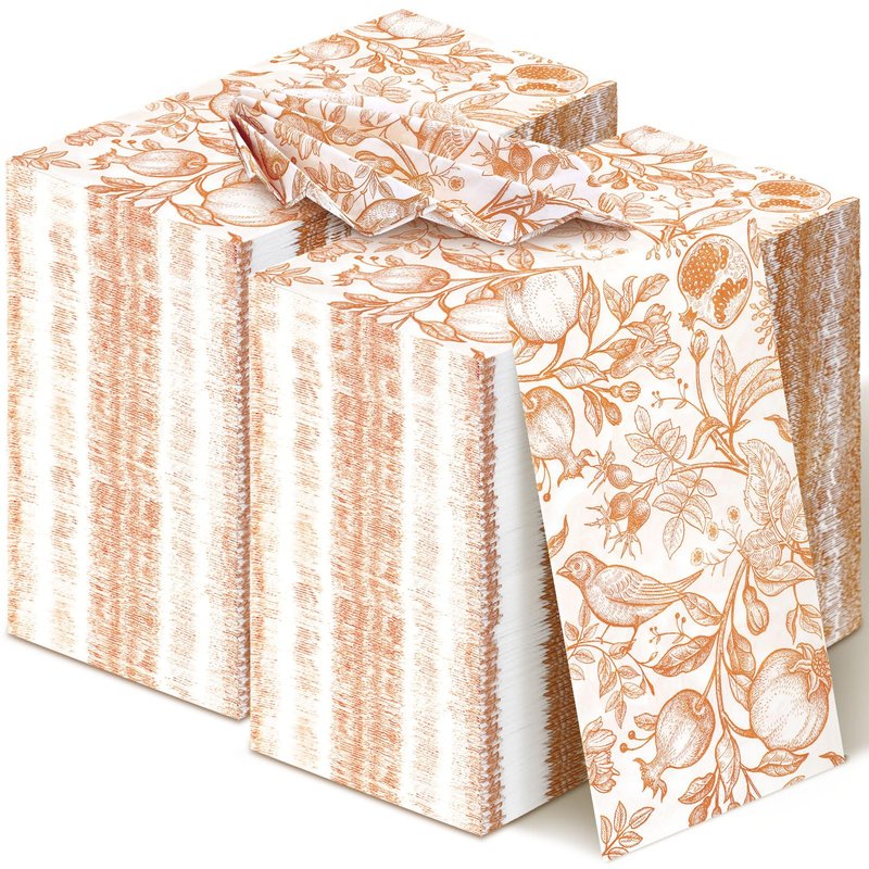 200 Pcs Fall Disposable Hand Towels for Bathroom Fall Guest Napkins White Orange Pomegranate Guest Towel Napkins Disposable Guests Decorative Flower for Baby Shower Wedding