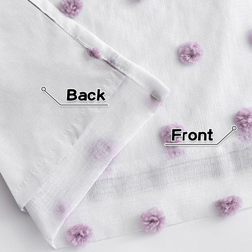 MYSKY HOME 100% Blackout Curtains for Girls Bedroom 84 Inches Long with Purple Pom Pom Sheer Total Light Blocking Curtains for Living Room 2 Panels Grommet Room Darkening Window Drapes 52W x 84L