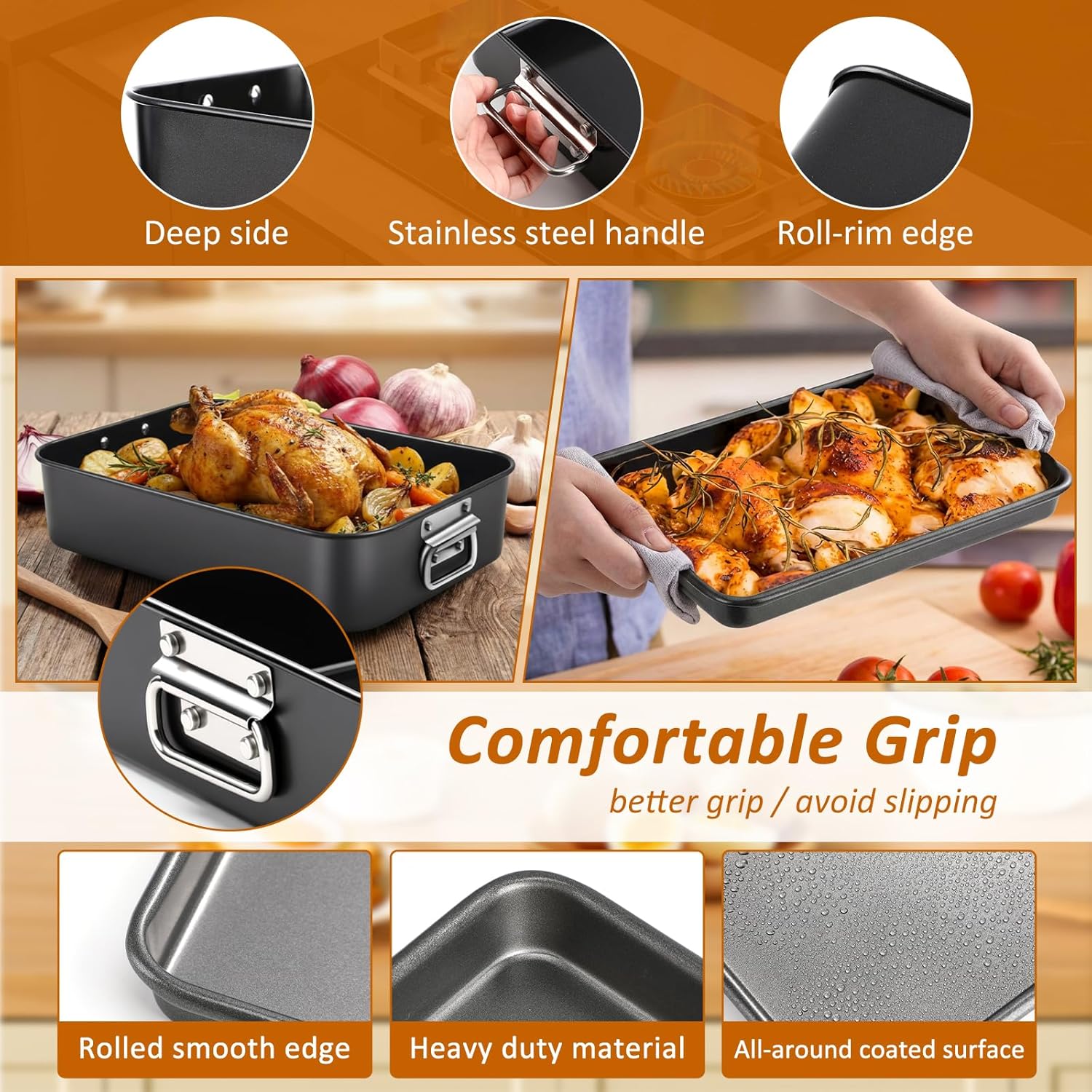 Regine Switzerland Deep Lasagna Baking Pan Set - Heavy Duty Oven Bakeware | 4 Pcs, 16/13.8/10 Inch Sizes